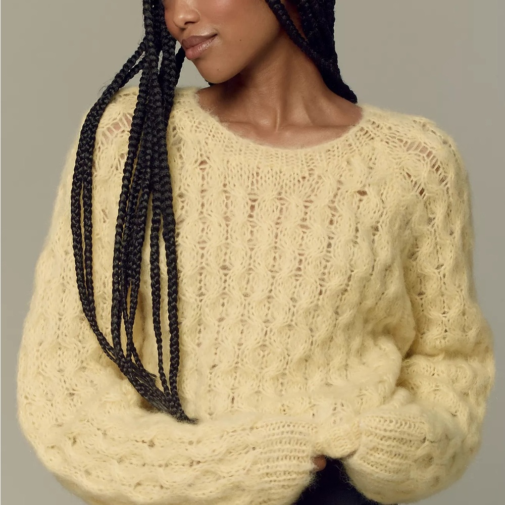 Happy sheep x Anthro Hand Knit Sweater sz M